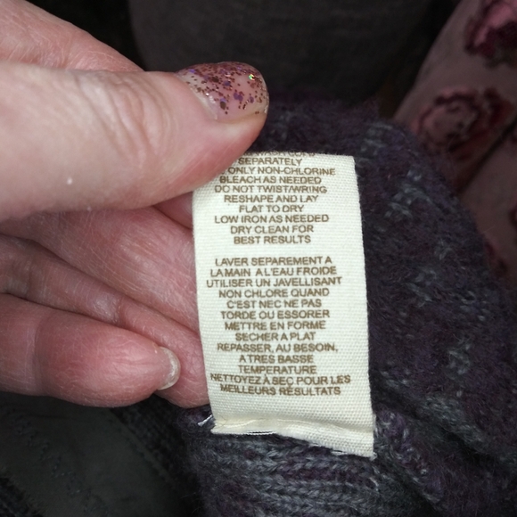 Free People Purple/Grey Asymetrical Button Front, Wool & Cashmere Blend Cardigan - Picture 7 of 8